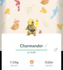 Pokémon Go-Shiny Charmander-✨wearing Friede's goggles-with Background-TRADE picture