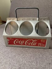 Vintage Coca-Cola Silver Aluminum 1950s 6-Pack Bottle Carrier Coke Caddy Holder picture