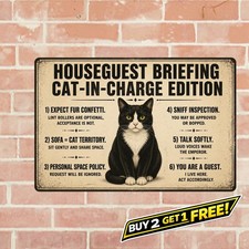 Cat Lover Wall Art Funny Pet Retro Metal Wall Plaque Sign 8x12 picture