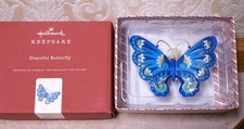 NEW 2019 Hallmark Keepsake GRACEFUL Blue BUTTERFLY PREMIUM Metal Ornament, NICE picture
