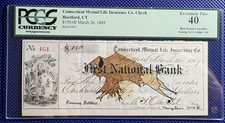 1869 Hartford, CT $150.00 George Levi Ledger Art PCGS EX 40 Rare picture