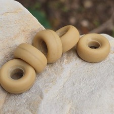 5pc Vintage German Matte Pressed Glass Beads Thick Rondelle Spacer Donut  13mm picture