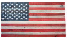 Wooden American Flag Navy Blue Hand-Made 48'' X 27'' 4th Of July Hanging USA picture