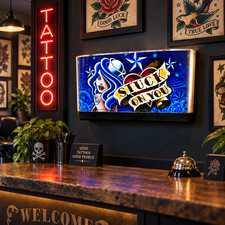 Stuck On You Tattoo Pin Up Casino Sign Aristocrat Slot Machine Wall Decor picture