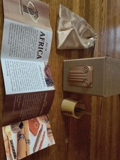Vintage Handcrafted Horn Salt Cellar & Spoon Kenya Africa Silk Box Gift Set picture