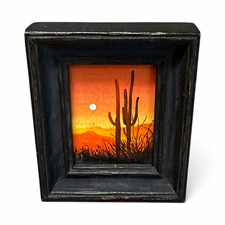 Vi Fabik Mini Painting Wood Picture Frame Black Portrait Desert Cactus picture