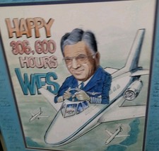 Airplane Cartoon Flying Artwork Pilot Award Original Company Signed picture