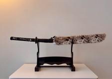 Brand New Japanese Samurai Tachi Shirizaya Faux White Leopard Fur Sheath Cover picture