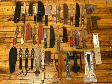 22pc Fixed Blade Hunting Knife Lot Marttiini Western USA Morakniv Hatchet Sheath picture