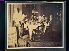 Large Antique Photo Edwardian Childrens Birthday Party Hats Doll 1905 sad party picture