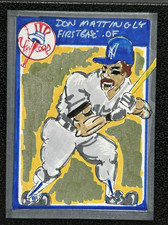 ACEO Sketch Trading Card 1/1 1985 Fleer Don Mattingly Yankees Hand-drawn OOAKArt picture