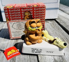 MIB GARFIELD Cat & ODIE Dog Ceramic Figure 70's People to See ZZZZ picture