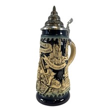 Blue Deutschland Germany Jousting Medieval Knights LE German Beer Stein .3 L picture
