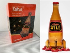 Fallout Nuka Cola Wild Glass Bottle + 10 Bottle Caps Rocket Replica Figure picture