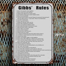 Gibbs' 69 Rules Vintage Tin Metal Signs Home Décor 8x12 Retro Wall for Garage,Be picture