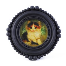 SIKOO Small Vintage Picture Frame 3x3Black Antique Ornate 3x3 Round, Black picture