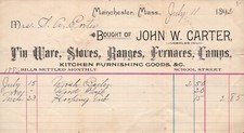 1892 Billhead - John W. Carter - Manchester, Massachusetts picture