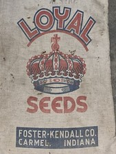 Vintage LOYAL SEEDS Bag Sack Foster Kendall Carmel Indiana IN Crown Logo Emblem picture