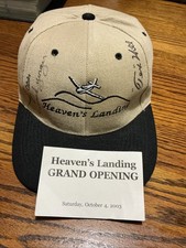 FLYING ACES AUTOGRAPHED HAT CHUCK YEAGER,ROBIN OLDS,TEX HILL + @ HEAVENS LANDING picture