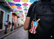 Puerto Rico Flag Pilon Oversized 4 Inch Keychain Boricua Backpack/Car Accessory picture