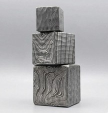 Damascus Steel Cube, Unique Minimalist Desk Toy and Paperweight picture