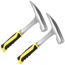MANCHAP 2 PCS 32oz Rock Pick Hammer, 2LB Masonry Hammer Black, Yellow, Silver picture