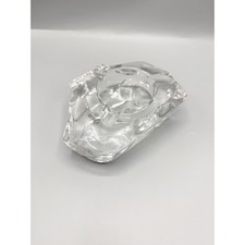 Vtg Daum Clear Ice Iceberg Glass Ashtray Brutalist Organic Rock MCM Very Rare picture