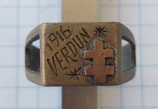 WWI 1916 VERDUN Trench Art Brass Ring Cross of Lorraine French Soldier Souvenir picture