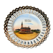 Copenhagen DENMARK ANTIQUE Souvenir China TRINKET DISH RIBBON PLATE picture