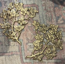 VTG MCM Burwood 2 Pc Wall Hangings Dogwood Branches Gold Rare picture