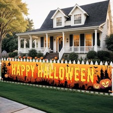 Happy Halloween Banners For Outside - Large 120x20 120 x 20 inches, Pumpkin picture