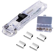 Handheld Paper Clam Clip Dispenser with 50 Reusable Silver Metal Clips picture