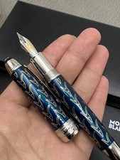 MONTBLANC Meisterstuck Le Petit Prince Fox 163 Silver-Blue Fountain Pen Orignal picture