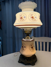 Vintage 1973 Quoizel Abigail Adams brown/blue floral pattern lamp picture