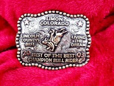 Rodeo Trophy Championship Buckle☆Bull Riding☆Limon Colorado☆2003☆RARE☆140 picture