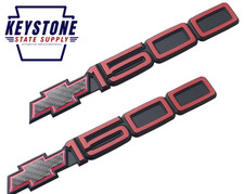 1990 1991 Chevy Silverado 1500 Red Door Emblems 3D Badge Decal Replacement 2pc picture