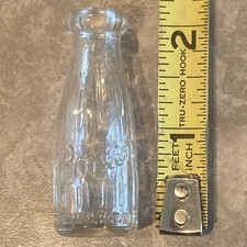 Vintage Miniature Ribbed Borden’s Milk Bottle Empty Clear Glass 2 Inch picture