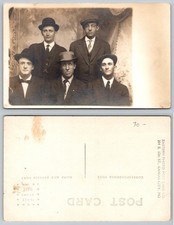 Vintage RPPC 5 Men Group Portrait Kansas City MO Eastern Photo Post Card 1910s picture