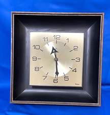 VTG Robertshaw Lux 5148 Series Mid Century Modern Electric Wall Clock Wood Grain picture