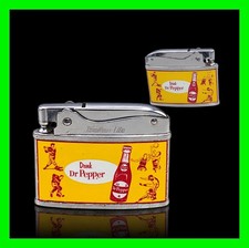 Vintage Dr Pepper Soda Sports Flat Ad Petrol Cigarette Lighter - Rare - UNFIRED picture