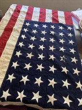 Vintage 48 Star Flag US Flag Collegeville Flag Sewn 3.5x 6.6 Feet WW2 Vintage picture