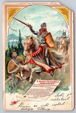 Postcard Medieval Emperor Barbarossa On Horseback Leading Battle Charge Knight  picture