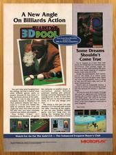1990 Sharkey's 3D Pool/Weird Dreams PC Vintage Print Ad/Poster Computer Game Art picture