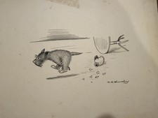 Vintage Scottish Terrier Charcoal Drawing Signed NB Hensley Scottie Dog Art⁠ picture