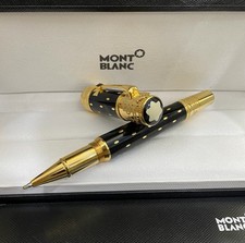 Montblanc Queen Elizabeth Rollerball Pen Gold Trim Black Resin Box picture