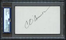 Carroll O'Connor d2001 signed autograph 3x5 Cut Actor in All in the Family PSA picture