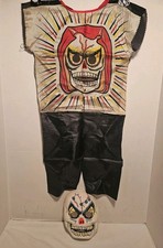 VINTAGE 70S BEN COOPER SKULL SKELETON HALLOWEEN COSTUME MASK AND OUTFIT KIDS picture