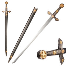 Medieval Stainless Steel Red Cross Crusader Knight Templar Sword for Cosplay picture