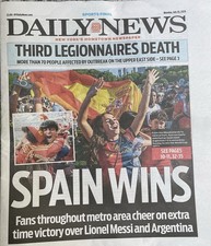 NEW YORK DAILY NEWS NEWSPAPER  SPAIN WINS 🇪🇸 FIFA  World Cup July 20, 2026 🏆 picture