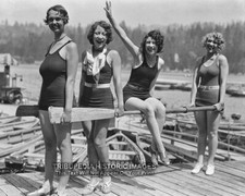 1920s Bathing Beauties 8x10 Photo Print Beautiful Swimsuit Models on Lake Dock picture